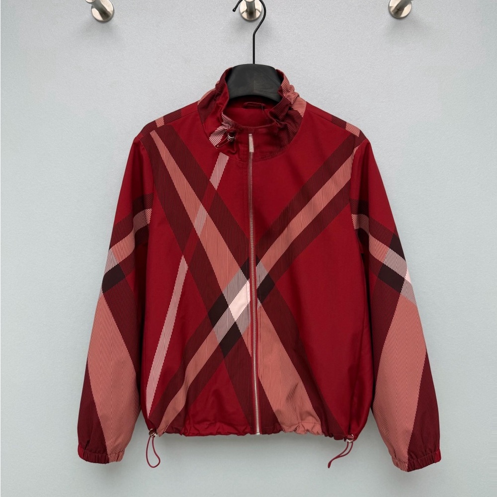 Burberry Red Plaid Bomber Jacket